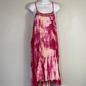🆕 Free People Pink Lightweight Gauze Tie-Dye High/Low Dress